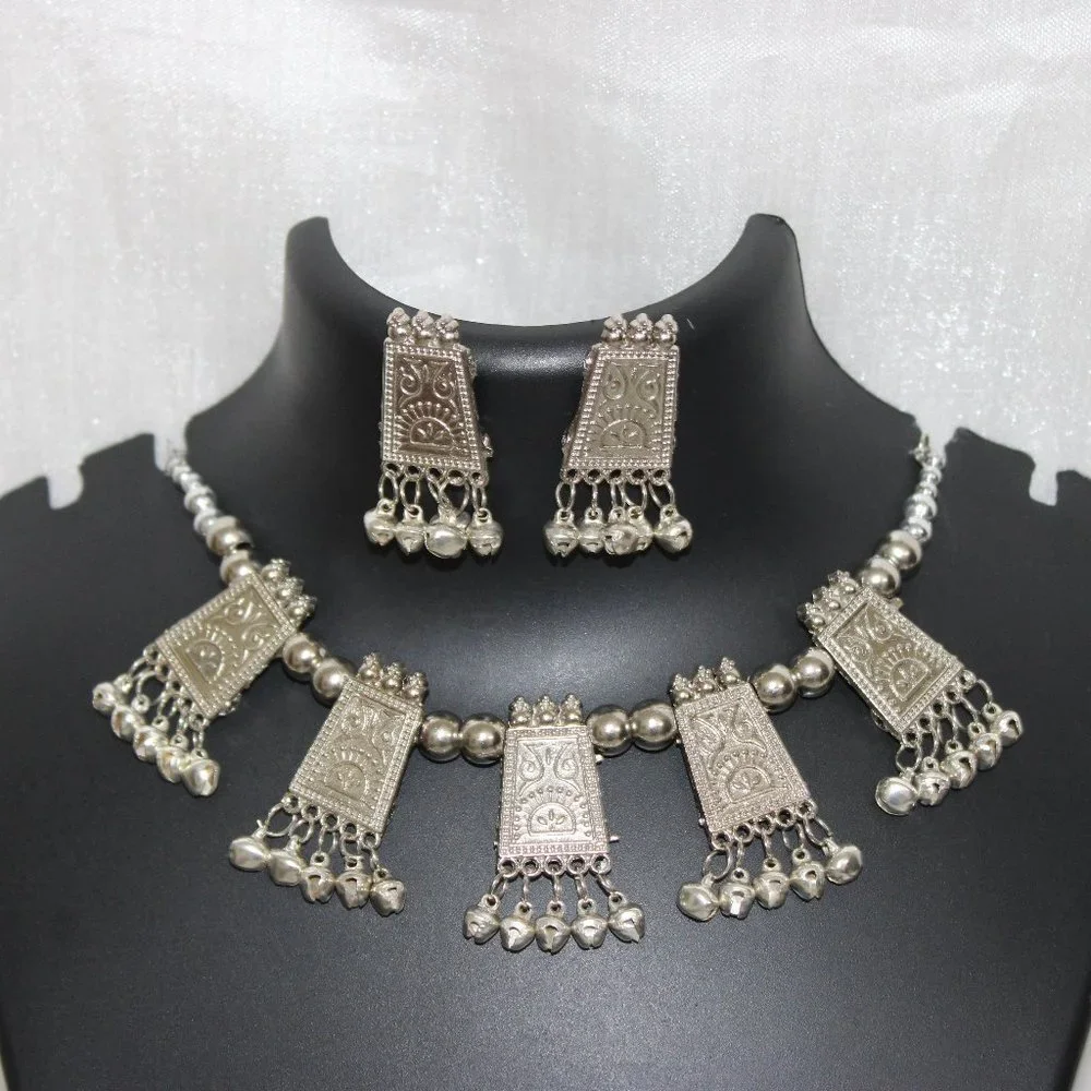 Silver Oxidised Jewellery Set - Picture 1 of 3